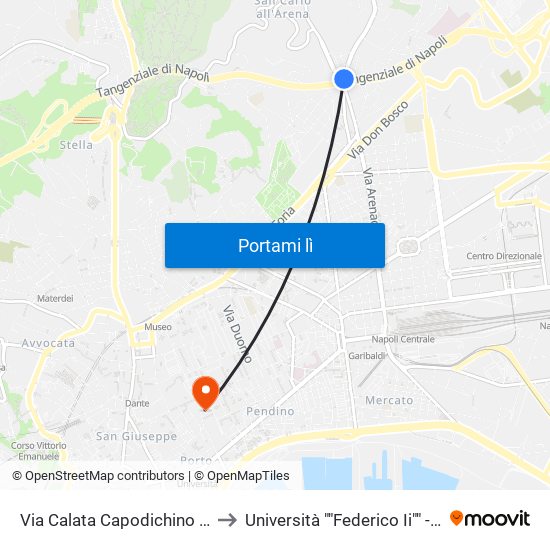 Via Calata Capodichino - Rif. Di Fronte Civico N° 6 to Università ""Federico Ii"" - Plesso Mezzocannone 16 map