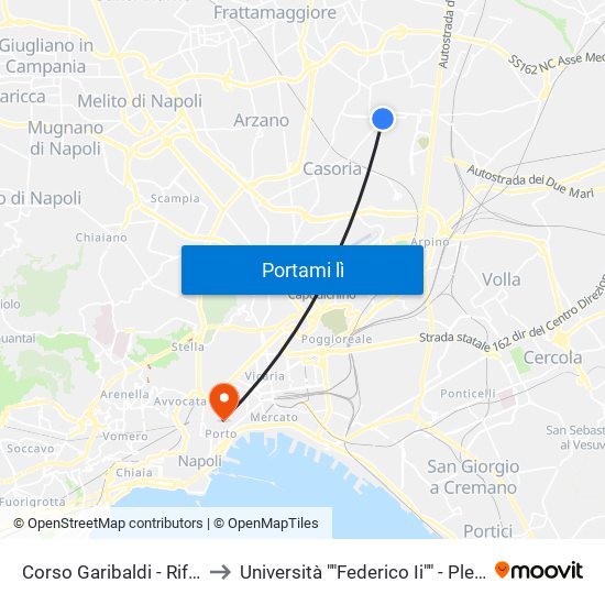 Corso Garibaldi - Rif. Distributore Api to Università ""Federico Ii"" - Plesso Mezzocannone 16 map