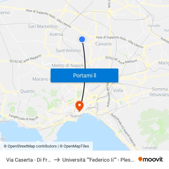 Via Caserta - Di Fronte Cimitero to Università ""Federico Ii"" - Plesso Mezzocannone 16 map