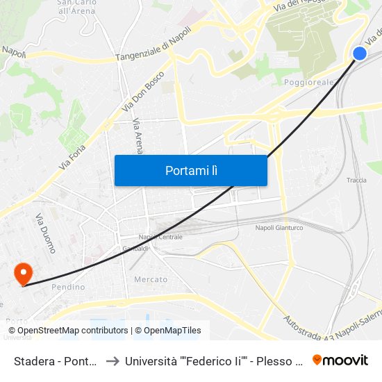 Stadera - Ponte Ferrovia to Università ""Federico Ii"" - Plesso Mezzocannone 16 map