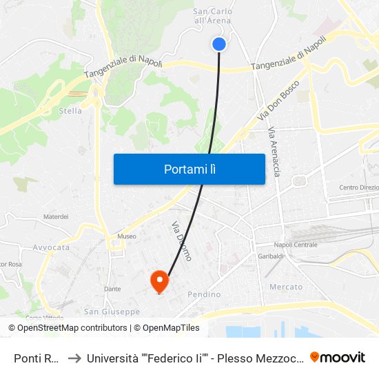 Ponti Rossi to Università ""Federico Ii"" - Plesso Mezzocannone 16 map