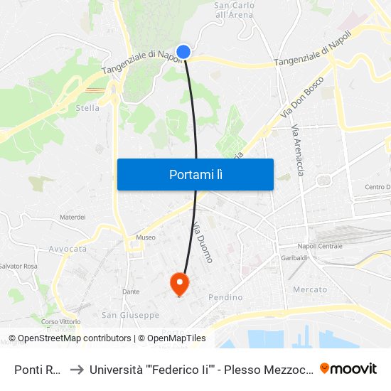 Ponti Rossi to Università ""Federico Ii"" - Plesso Mezzocannone 16 map
