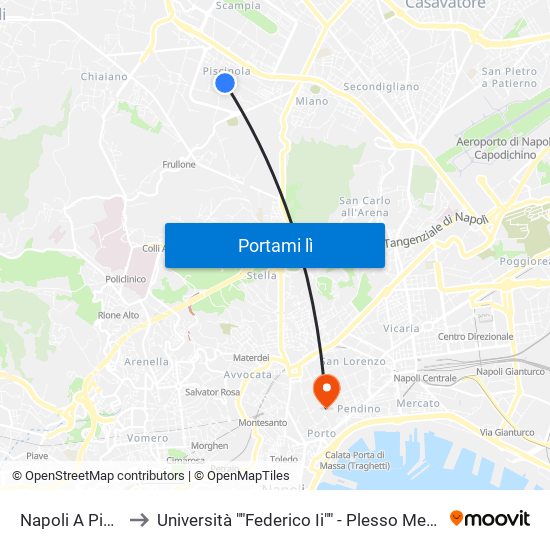 Napoli A Piscinola to Università ""Federico Ii"" - Plesso Mezzocannone 16 map