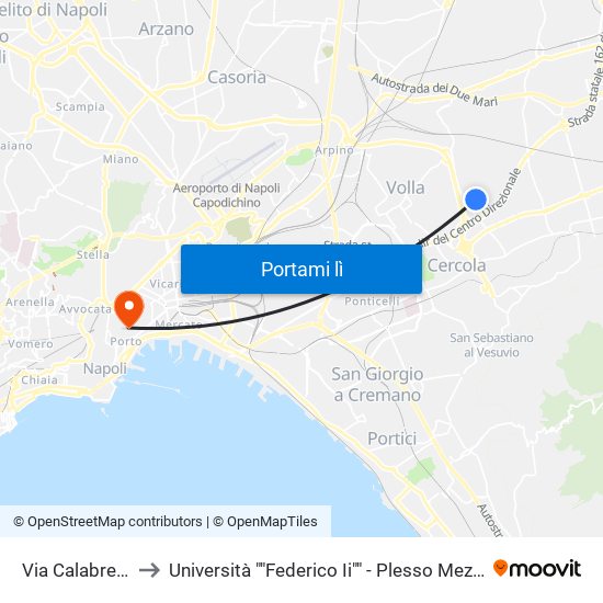 Via Calabrese, 23 to Università ""Federico Ii"" - Plesso Mezzocannone 16 map