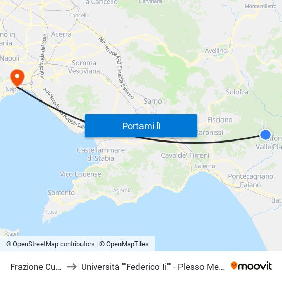 Frazione Curticelle to Università ""Federico Ii"" - Plesso Mezzocannone 16 map