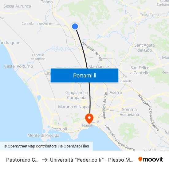 Pastorano Cimitero to Università ""Federico Ii"" - Plesso Mezzocannone 16 map