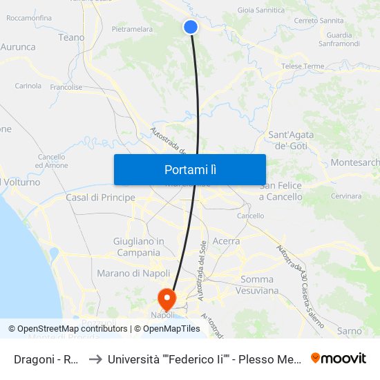 Dragoni - Rotonda to Università ""Federico Ii"" - Plesso Mezzocannone 16 map