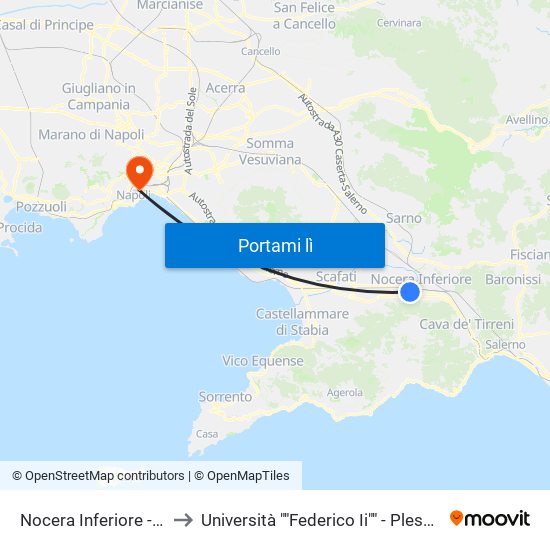 Nocera Inferiore - Santa Chiara to Università ""Federico Ii"" - Plesso Mezzocannone 16 map