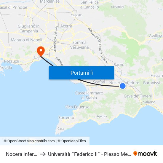 Nocera Inferiore FS to Università ""Federico Ii"" - Plesso Mezzocannone 16 map