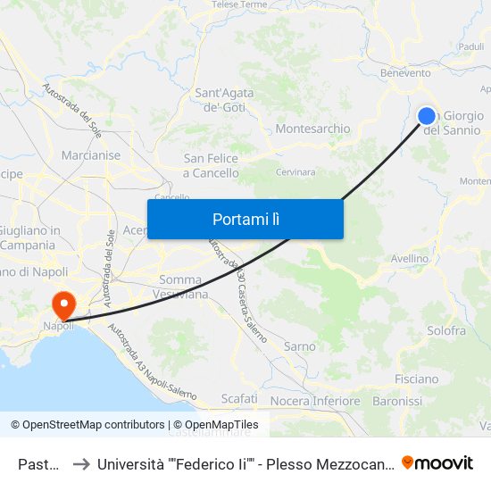 Pastene to Università ""Federico Ii"" - Plesso Mezzocannone 16 map