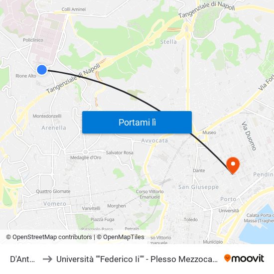 D'Antona to Università ""Federico Ii"" - Plesso Mezzocannone 16 map