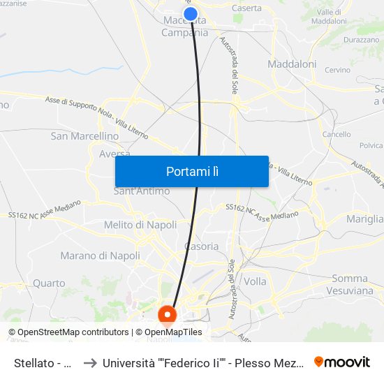 Stellato - Panito to Università ""Federico Ii"" - Plesso Mezzocannone 16 map