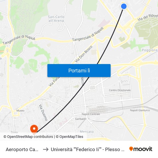 Aeroporto Capodichino to Università ""Federico Ii"" - Plesso Mezzocannone 16 map