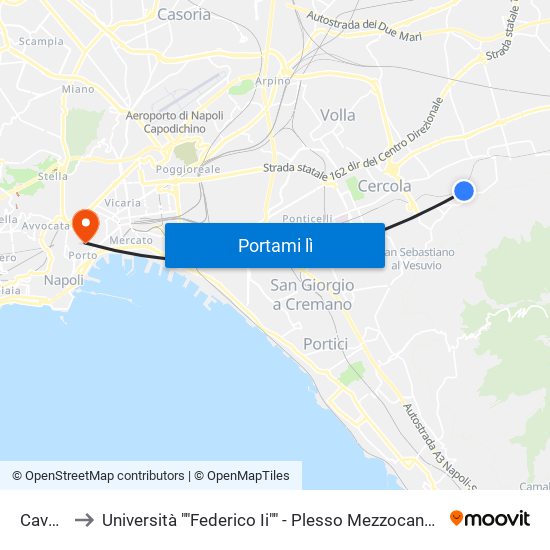 Cavour to Università ""Federico Ii"" - Plesso Mezzocannone 16 map