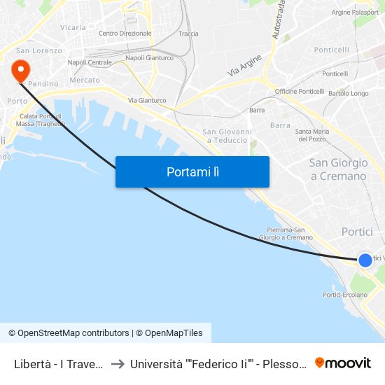 Libertà - I Traversa Libertà to Università ""Federico Ii"" - Plesso Mezzocannone 16 map