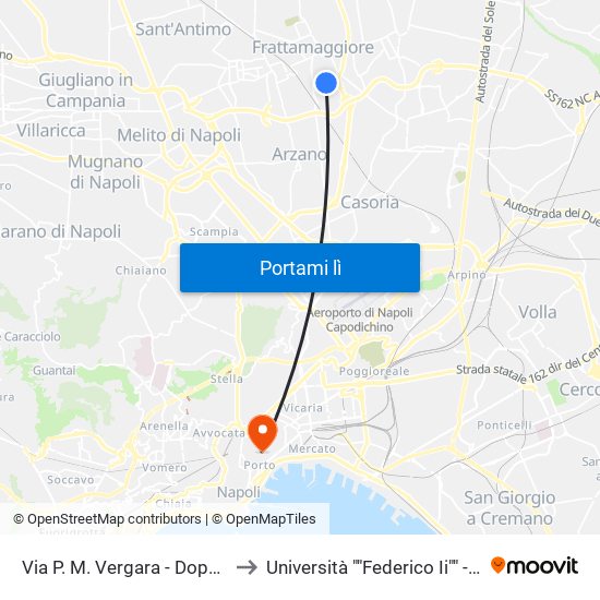 Via P. M. Vergara - Dopo Incrocio Con Via Milano to Università ""Federico Ii"" - Plesso Mezzocannone 16 map