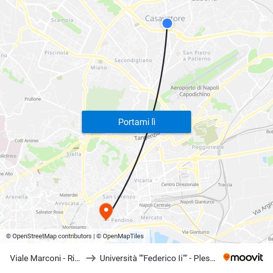 Viale Marconi - Rif. Civico N°88 to Università ""Federico Ii"" - Plesso Mezzocannone 16 map