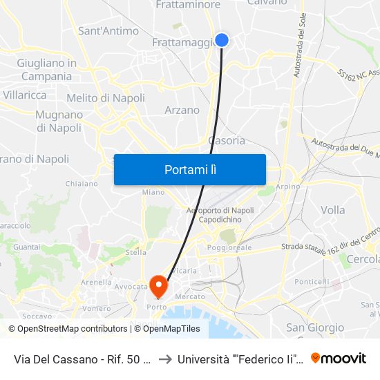 Via Del Cassano - Rif. 50 Mt. Dopo Cisterna Acquedotto to Università ""Federico Ii"" - Plesso Mezzocannone 16 map