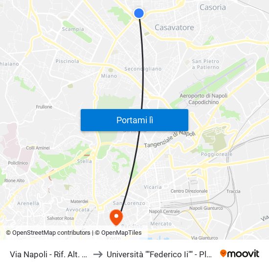 Via Napoli - Rif. Alt. Distributore Esso to Università ""Federico Ii"" - Plesso Mezzocannone 16 map