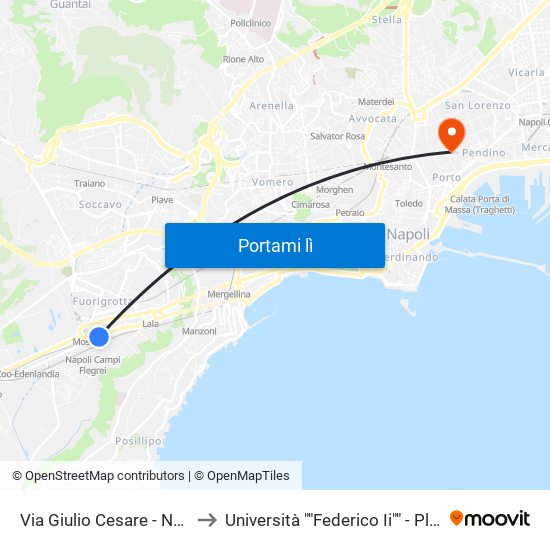 Via Giulio Cesare - Nuovo Capolinea Ctp to Università ""Federico Ii"" - Plesso Mezzocannone 16 map