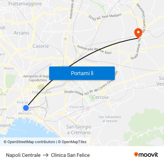 Napoli Centrale to Clinica San Felice map