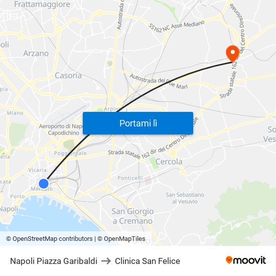 Napoli Piazza Garibaldi to Clinica San Felice map