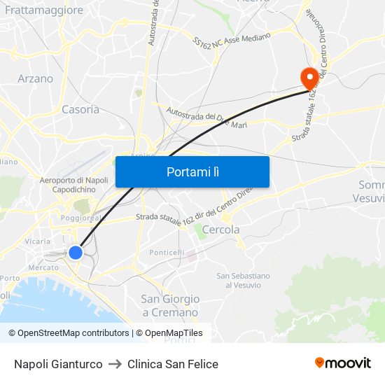 Napoli Gianturco to Clinica San Felice map