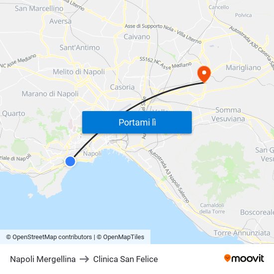 Napoli Mergellina to Clinica San Felice map