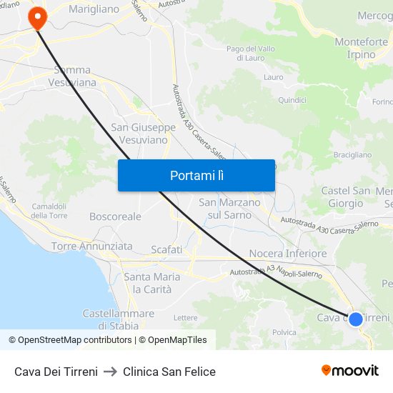 Cava Dei Tirreni to Clinica San Felice map