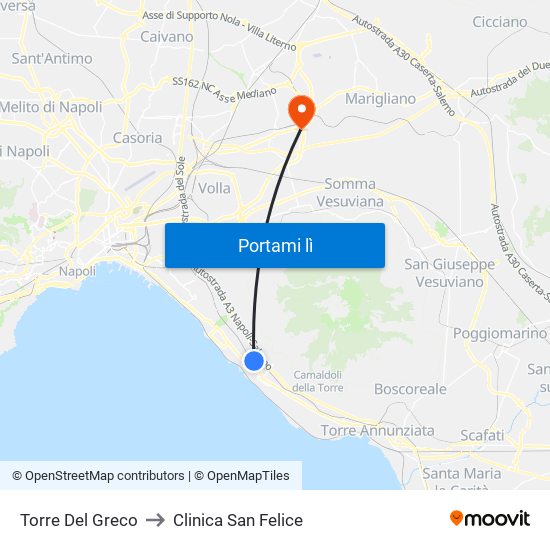 Torre Del Greco to Clinica San Felice map