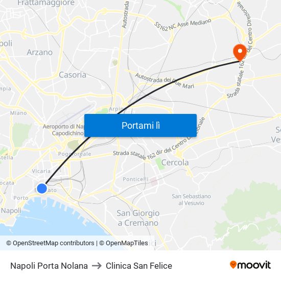 Napoli Porta Nolana to Clinica San Felice map