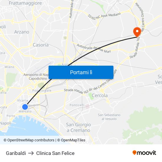Garibaldi to Clinica San Felice map