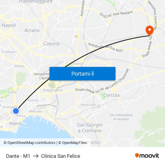 Dante - M1 to Clinica San Felice map