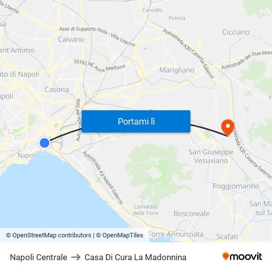Napoli Centrale to Casa Di Cura La Madonnina map