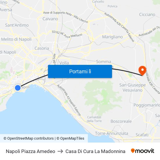 Napoli Piazza Amedeo to Casa Di Cura La Madonnina map