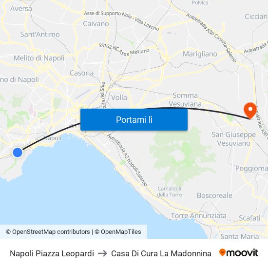 Napoli Piazza Leopardi to Casa Di Cura La Madonnina map