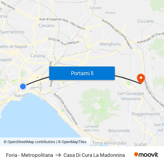 Foria - Metropolitana to Casa Di Cura La Madonnina map