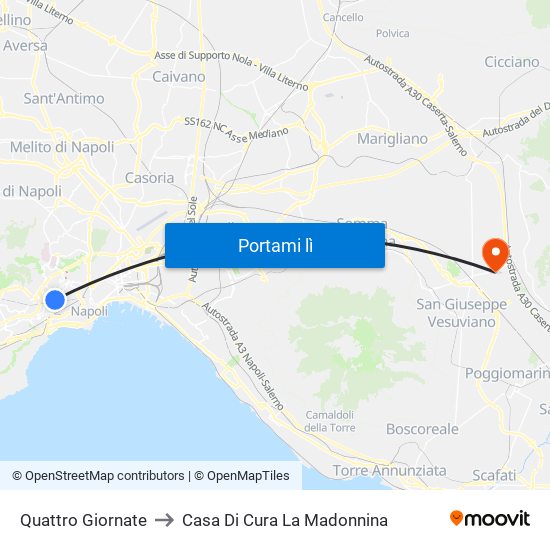 Quattro Giornate to Casa Di Cura La Madonnina map