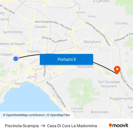 Piscinola-Scampia to Casa Di Cura La Madonnina map
