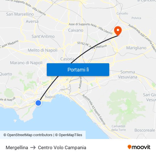 Mergellina to Centro Volo Campania map