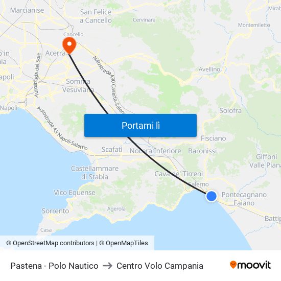 Pastena  - Polo Nautico to Centro Volo Campania map