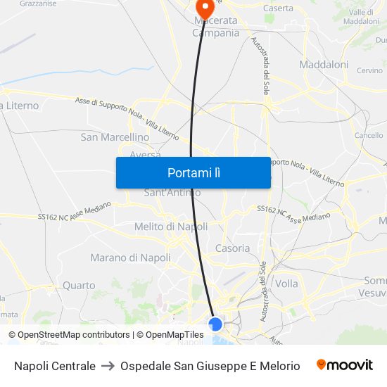 Napoli Centrale to Ospedale San Giuseppe E Melorio map