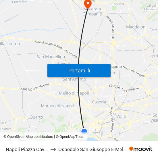 Napoli Piazza Cavour to Ospedale San Giuseppe E Melorio map