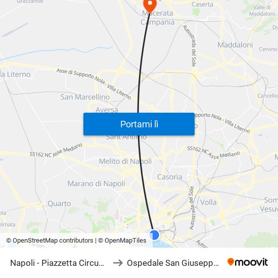 Napoli - Piazzetta Circumvesuviana to Ospedale San Giuseppe E Melorio map