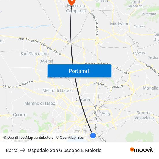 Barra to Ospedale San Giuseppe E Melorio map