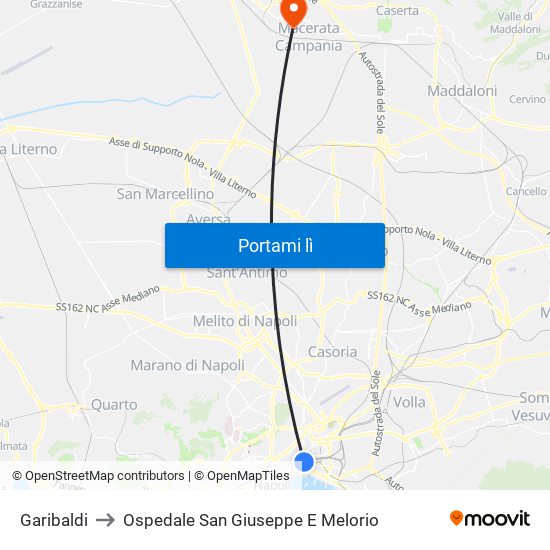 Garibaldi to Ospedale San Giuseppe E Melorio map