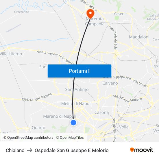 Chiaiano to Ospedale San Giuseppe E Melorio map