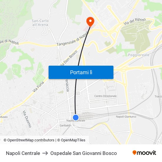 Napoli Centrale to Ospedale San Giovanni Bosco map