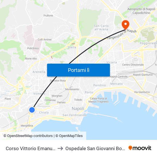 Corso Vittorio Emanuele to Ospedale San Giovanni Bosco map