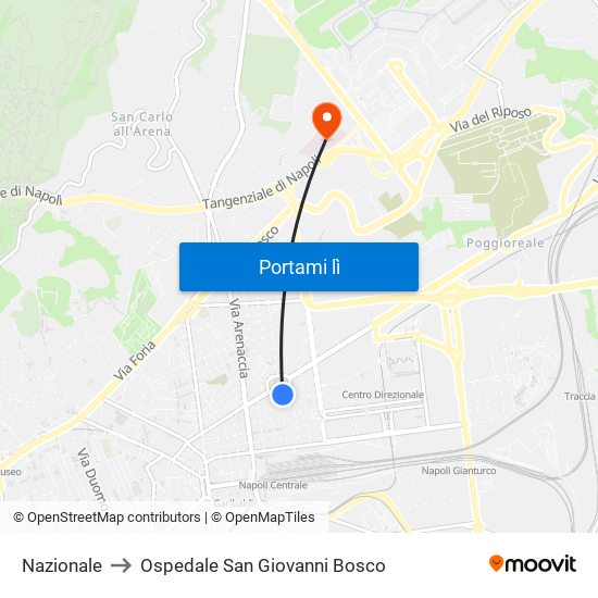 Nazionale to Ospedale San Giovanni Bosco map